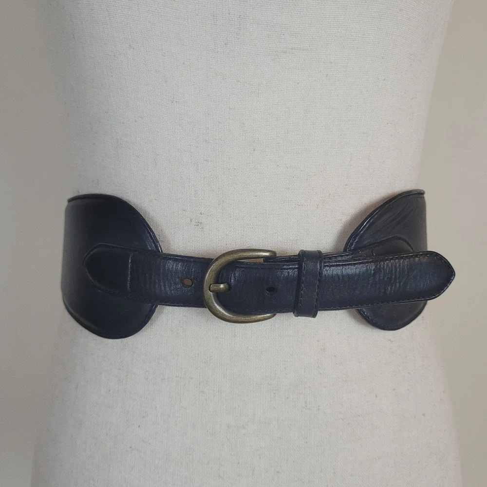 Talbots Belt Small Black Leather Waist Equestrian Heritage Polo Preppy Corset
